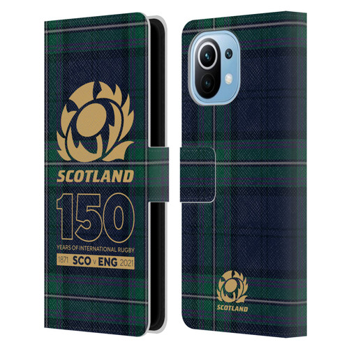 Scotland Rugby 150th Anniversary Tartan Leather Book Wallet Case Cover For Xiaomi Mi 11