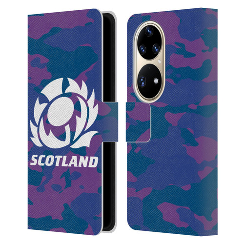 Scotland Rugby Logo 2 Camouflage Leather Book Wallet Case Cover For Huawei P50 Pro