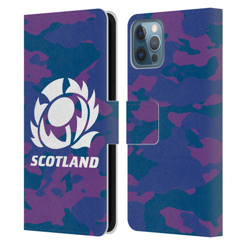 Scotland Rugby Logo 2 Camouflage Leather Book Wallet Case Cover For Apple iPhone 12 / iPhone 12 Pro