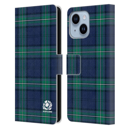 Scotland Rugby Logo 2 Tartans Leather Book Wallet Case Cover For Apple iPhone 14 Plus