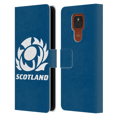 Scotland Rugby Logo 2 Plain Leather Book Wallet Case Cover For Motorola Moto E7 Plus