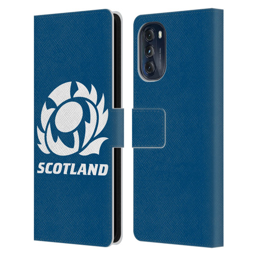 Scotland Rugby Logo 2 Plain Leather Book Wallet Case Cover For Motorola Moto G (2022)