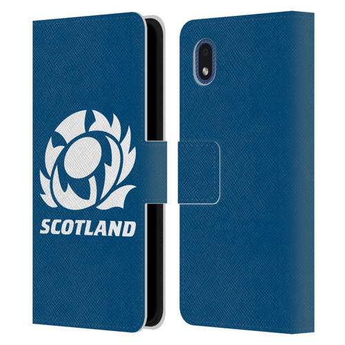 Scotland Rugby Logo 2 Plain Leather Book Wallet Case Cover For Samsung Galaxy A01 Core (2020)
