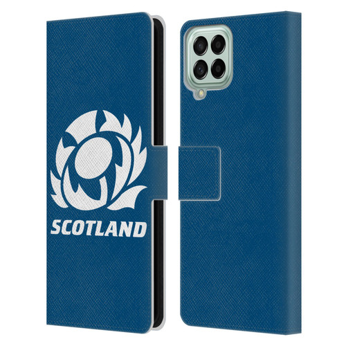 Scotland Rugby Logo 2 Plain Leather Book Wallet Case Cover For Samsung Galaxy M53 (2022)
