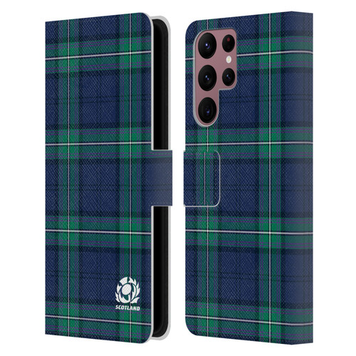 Scotland Rugby Logo 2 Tartans Leather Book Wallet Case Cover For Samsung Galaxy S22 Ultra 5G