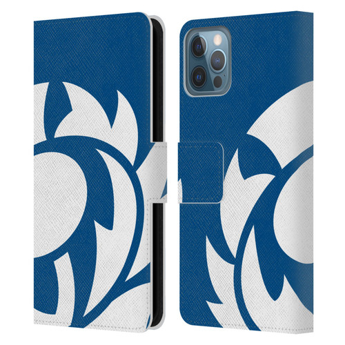 Scotland Rugby Oversized Thistle Saltire Blue Leather Book Wallet Case Cover For Apple iPhone 12 / iPhone 12 Pro