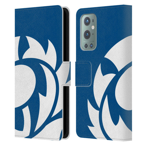 Scotland Rugby Oversized Thistle Saltire Blue Leather Book Wallet Case Cover For OnePlus 9