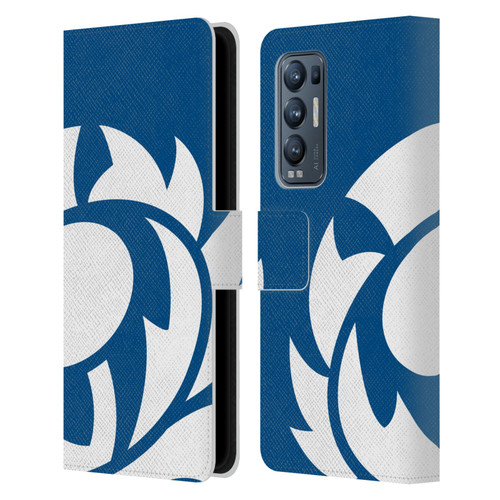 Scotland Rugby Oversized Thistle Saltire Blue Leather Book Wallet Case Cover For OPPO Find X3 Neo / Reno5 Pro+ 5G