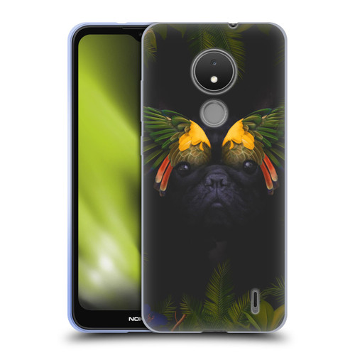 Klaudia Senator French Bulldog 2 Bird Feathers Soft Gel Case for Nokia C21