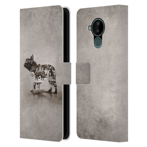 Klaudia Senator French Bulldog Vintage Leather Book Wallet Case Cover For Nokia C30
