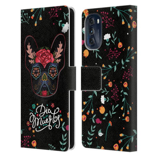 Klaudia Senator French Bulldog Day Of The Dead Leather Book Wallet Case Cover For Motorola Moto G (2022)