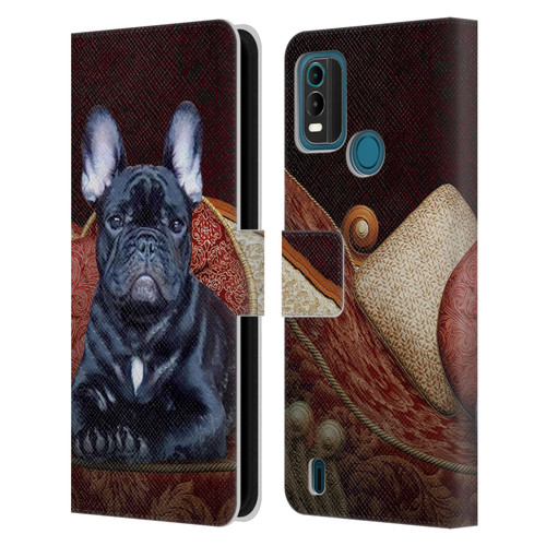 Klaudia Senator French Bulldog 2 Classic Couch Leather Book Wallet Case Cover For Nokia G11 Plus