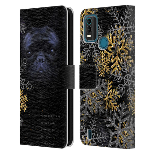 Klaudia Senator French Bulldog 2 Snow Flakes Leather Book Wallet Case Cover For Nokia G11 Plus
