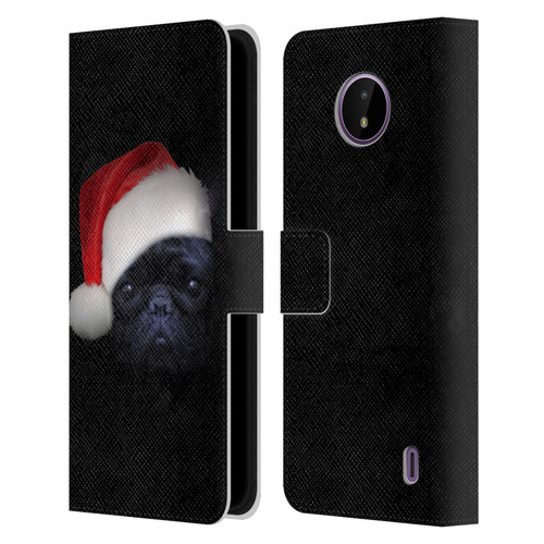 Klaudia Senator French Bulldog 2 Christmas Hat Leather Book Wallet Case Cover For Nokia C10 / C20