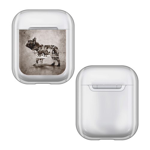 Klaudia Senator French Bulldog Vintage Clear Hard Crystal Cover Case for Apple AirPods 1 1st Gen / 2 2nd Gen Charging Case