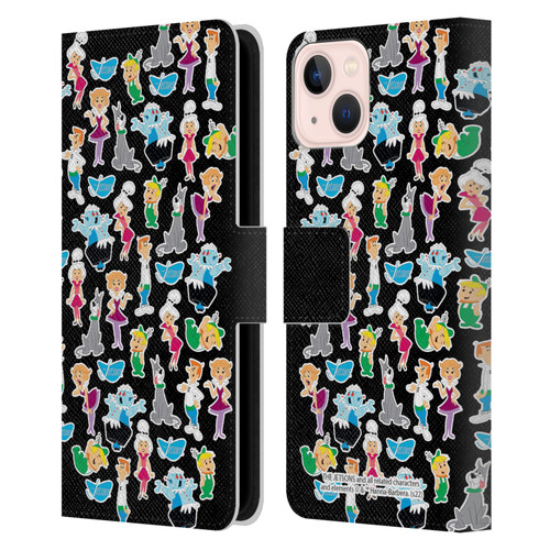 The Jetsons Graphics Pattern Leather Book Wallet Case Cover For Apple iPhone 13