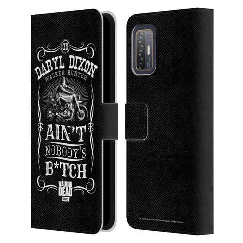 AMC The Walking Dead Daryl Dixon Biker Art Motorcycle Black White Leather Book Wallet Case Cover For HTC Desire 21 Pro 5G