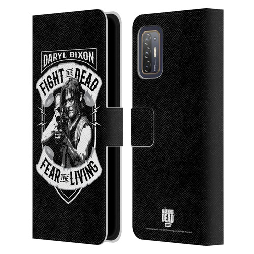 AMC The Walking Dead Daryl Dixon Biker Art RPG Black White Leather Book Wallet Case Cover For HTC Desire 21 Pro 5G