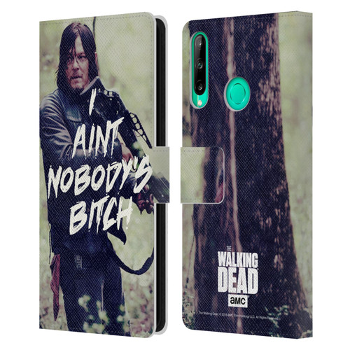 AMC The Walking Dead Typography Daryl Leather Book Wallet Case Cover For Huawei P40 lite E