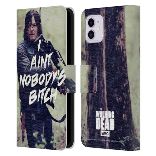 AMC The Walking Dead Typography Daryl Leather Book Wallet Case Cover For Apple iPhone 11