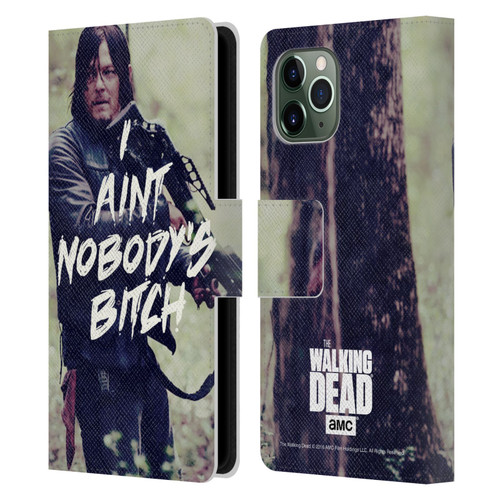 AMC The Walking Dead Typography Daryl Leather Book Wallet Case Cover For Apple iPhone 11 Pro