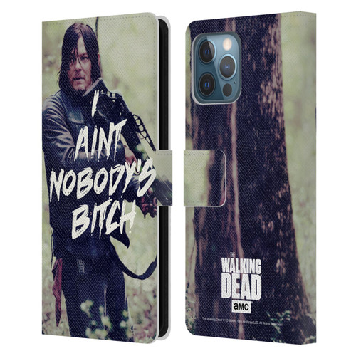 AMC The Walking Dead Typography Daryl Leather Book Wallet Case Cover For Apple iPhone 12 Pro Max