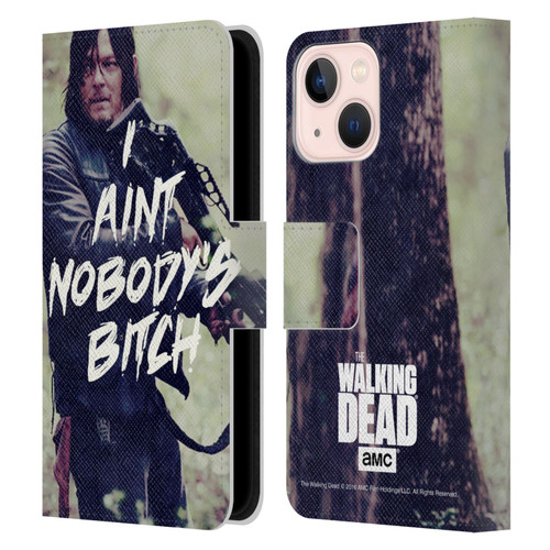 AMC The Walking Dead Typography Daryl Leather Book Wallet Case Cover For Apple iPhone 13 Mini