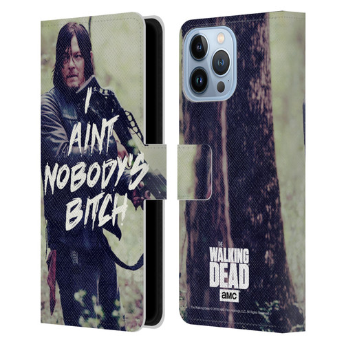 AMC The Walking Dead Typography Daryl Leather Book Wallet Case Cover For Apple iPhone 13 Pro Max