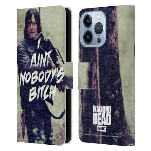 AMC The Walking Dead Typography Daryl Leather Book Wallet Case Cover For Apple iPhone 13 Pro