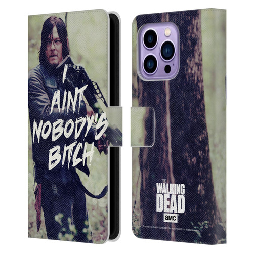 AMC The Walking Dead Typography Daryl Leather Book Wallet Case Cover For Apple iPhone 14 Pro Max