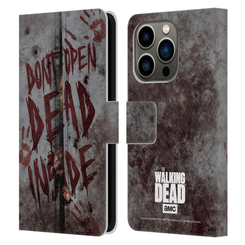 AMC The Walking Dead Typography Dead Inside Leather Book Wallet Case Cover For Apple iPhone 14 Pro