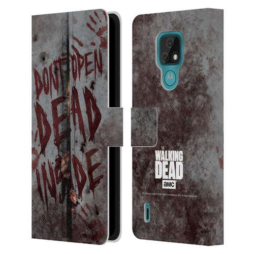 AMC The Walking Dead Typography Dead Inside Leather Book Wallet Case Cover For Motorola Moto E7
