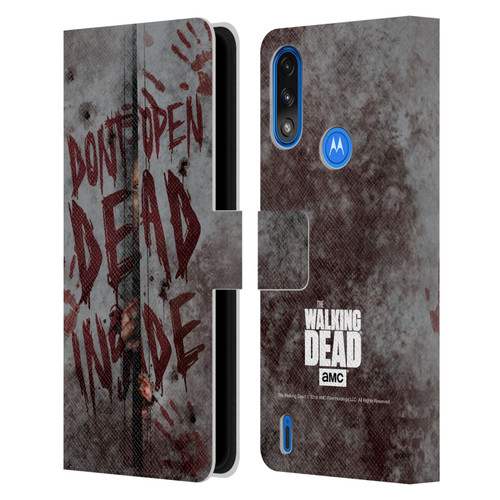 AMC The Walking Dead Typography Dead Inside Leather Book Wallet Case Cover For Motorola Moto E7 Power / Moto E7i Power