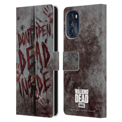 AMC The Walking Dead Typography Dead Inside Leather Book Wallet Case Cover For Motorola Moto G (2022)