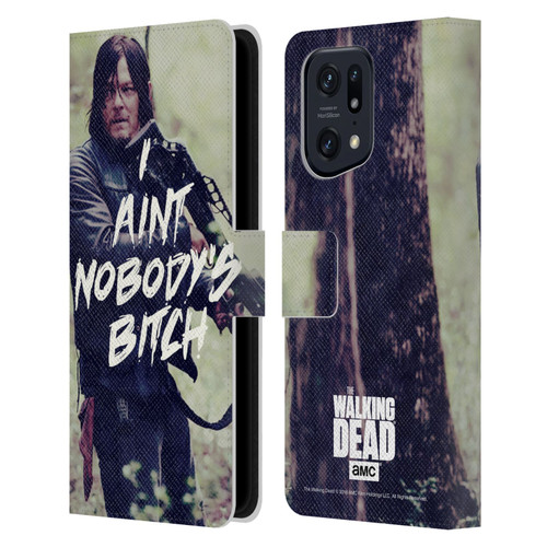 AMC The Walking Dead Typography Daryl Leather Book Wallet Case Cover For OPPO Find X5 Pro