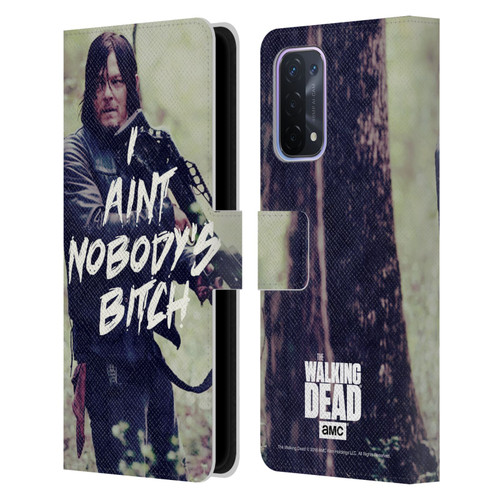 AMC The Walking Dead Typography Daryl Leather Book Wallet Case Cover For OPPO A54 5G