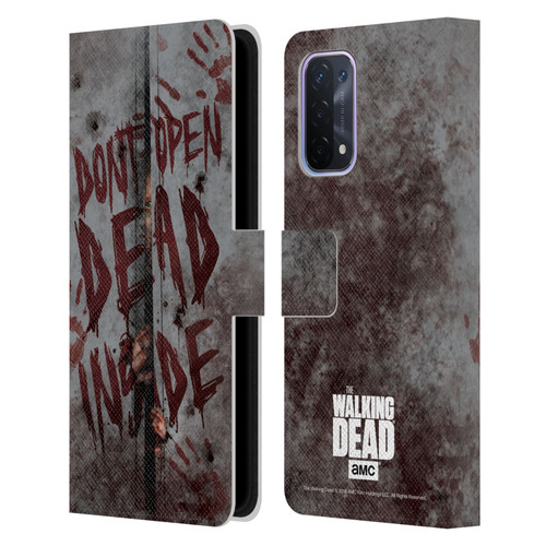 AMC The Walking Dead Typography Dead Inside Leather Book Wallet Case Cover For OPPO A54 5G