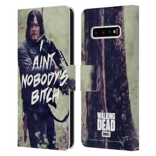 AMC The Walking Dead Typography Daryl Leather Book Wallet Case Cover For Samsung Galaxy S10+ / S10 Plus