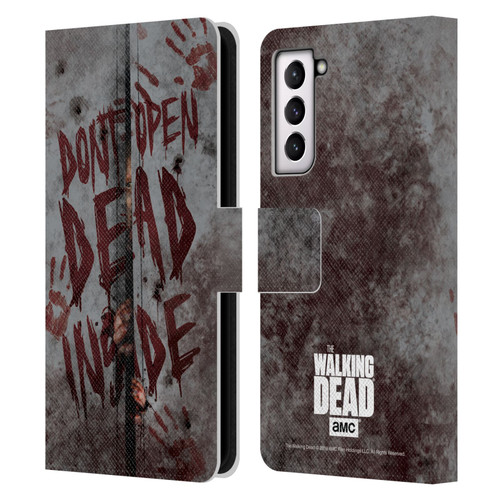 AMC The Walking Dead Typography Dead Inside Leather Book Wallet Case Cover For Samsung Galaxy S21 5G