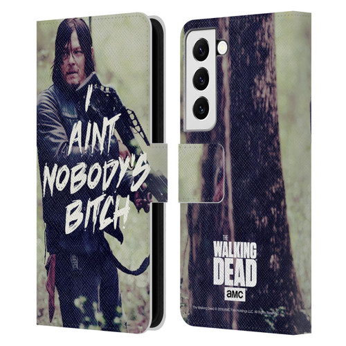 AMC The Walking Dead Typography Daryl Leather Book Wallet Case Cover For Samsung Galaxy S22 5G