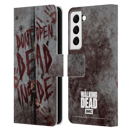 AMC The Walking Dead Typography Dead Inside Leather Book Wallet Case Cover For Samsung Galaxy S22 5G