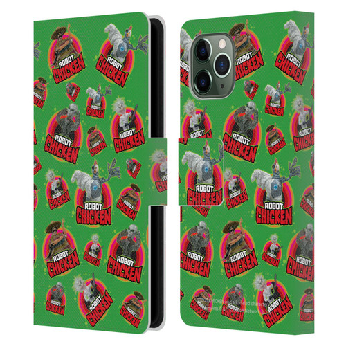 Robot Chicken Graphics Icons Leather Book Wallet Case Cover For Apple iPhone 11 Pro