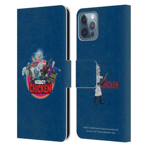 Robot Chicken Graphics Characters Leather Book Wallet Case Cover For Apple iPhone 12 / iPhone 12 Pro