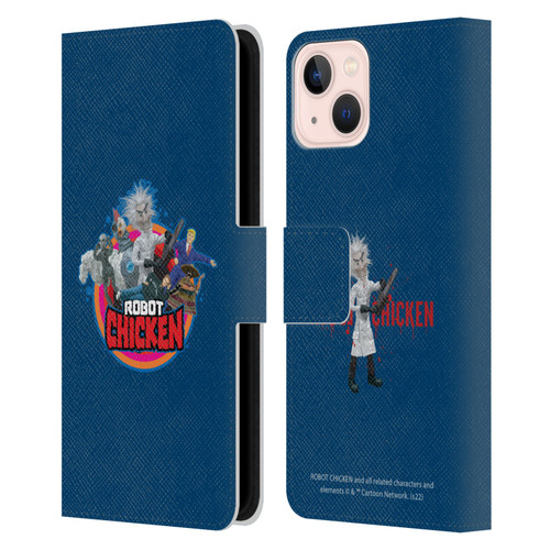 Robot Chicken Graphics Characters Leather Book Wallet Case Cover For Apple iPhone 13