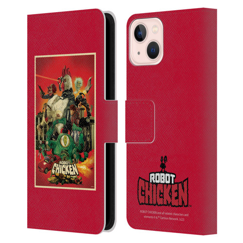 Robot Chicken Graphics Poster Leather Book Wallet Case Cover For Apple iPhone 13