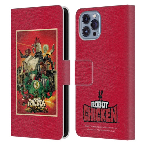 Robot Chicken Graphics Poster Leather Book Wallet Case Cover For Apple iPhone 14