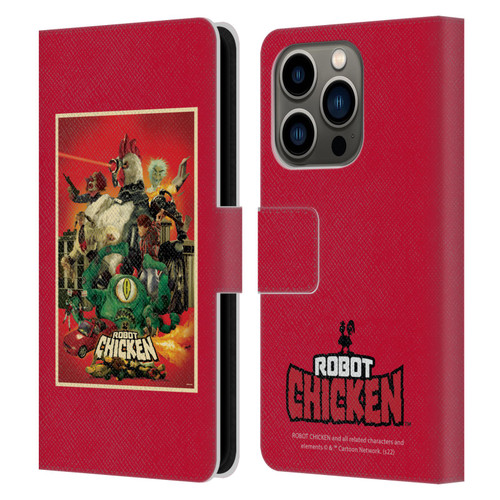 Robot Chicken Graphics Poster Leather Book Wallet Case Cover For Apple iPhone 14 Pro