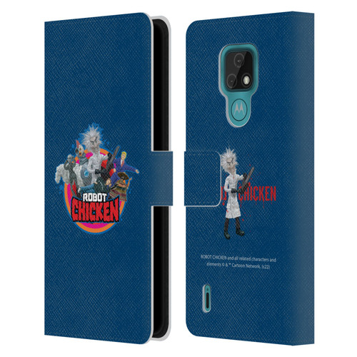 Robot Chicken Graphics Characters Leather Book Wallet Case Cover For Motorola Moto E7
