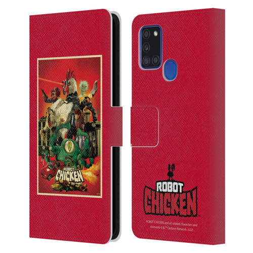 Robot Chicken Graphics Poster Leather Book Wallet Case Cover For Samsung Galaxy A21s (2020)