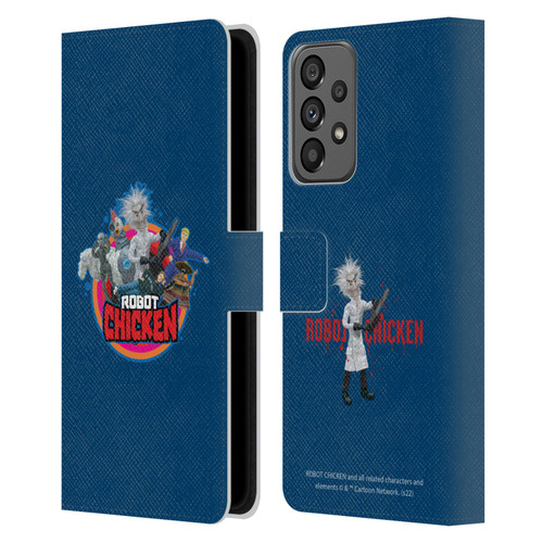 Robot Chicken Graphics Characters Leather Book Wallet Case Cover For Samsung Galaxy A73 5G (2022)
